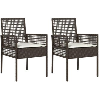 vidaXL Silla De Jard&iacute;n 2 Pcs Marr&oacute;n 53 X 60 X 85cm Rat&aacute;n Sint&eacute;tico Vidaxl