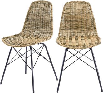 Rendez-Vous D&eacute;co Juego de 2 sillas de jard&iacute;n de resina trenzada marr&oacute;n