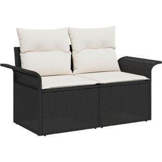 vidaXL Sof&aacute; De Jard&iacute;n Con Coj&iacute;n Negro 141 X 62 X 69 Cm Rat&aacute;n Sint&eacute;tico Vidaxl