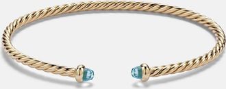 David Yurman Cablespira Flex Micro 18kt gold cuff bracelet with topaz