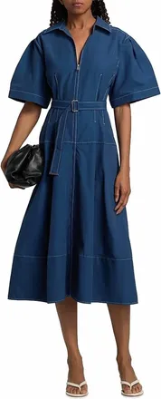 Jonathan Simkhai Meridith Cotton Midi Dress In Dark Indigo