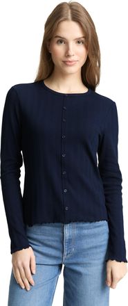 Tom Tailor Denim Langarmshirt TOM TAILOR DENIM, Damen, Gr. XXL, sky captain blau, Web, Obermaterial: 95% Baumwolle, 5% Elasthan, unifarben, regular fit normal, Rundhal