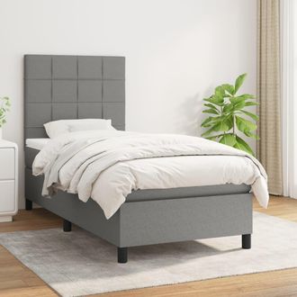 vidaXL Vidaxl - Cama Box Spring Con Colch&oacute;n Tela Gris Oscuro 90x200 Cm