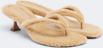 Amina Muaddi Juliette shearling thong sandals