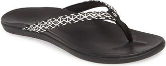 Olukai Ho Opio Flip Flop in Black Kapa/Black Fabric at Nordstrom, Size 9