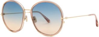 Tom Ford HUNTER-02 Blue Gradient Round Ladies Sunglasses FT0946 72W 58