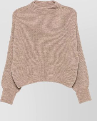 Closed ribbed high neck wool blend sweater