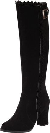 UPKOCH Stylish High-heeled Female Knight Boots for Autumn Winter Long Tube Calf Design with Side Zipper Warm and Comfortable Knee-high Footwear for Women Bla