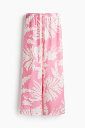 H&M Kordelzughose in Loose Fit - Rosa/Gemustert