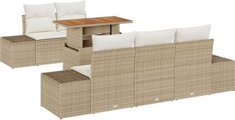 vidaXL Garden Sofa Set with Storage 6 pcs Beige Poly rattan Vidaxl