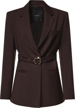 Pinko Geknoopte Blazer - Dames - Blazers - Bruin - XS - Leer - Jassen