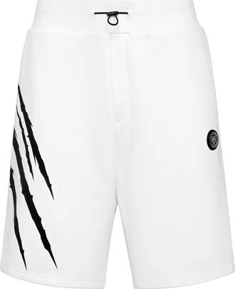 Plein Sport Jogging Shorts Scratch - Heren - Korte sportbroeken - Wit - XL - Katoen - Fitness