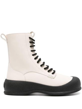 Bally lace-up leather boots - women - Calf Leather/Rubber/Calf Leather - 39 - White