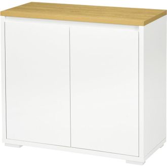 HOMCOM Credenza Moderna con Armadietto a 2 Livelli Bianco 80x37x75cm