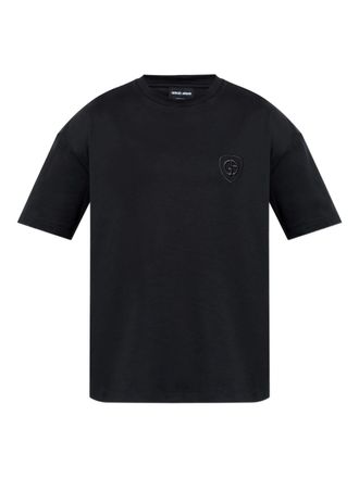 Giorgio Armani Black Relaxed Fit Embroidered Logo T-Shirt