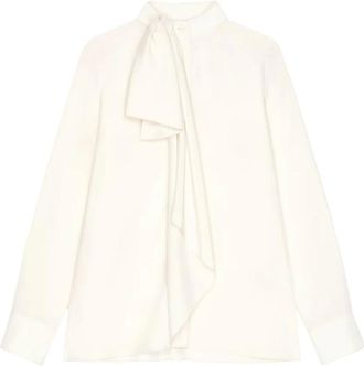 Givenchy Overhemden, Dames, Wit, M, Zijden blouse met strikdetail
