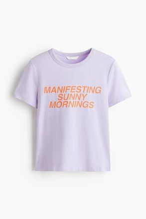 H&M Printed Viscose-blend T-shirt in Light Purple/manifesting at Nordstrom, Size X-Small