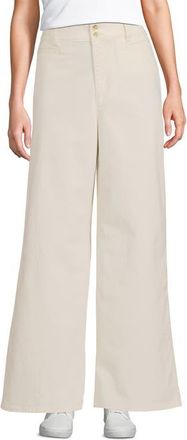 Lands End Stretch Canvas High Rise Wide Leg Pants in Natural at Nordstrom, Size 16