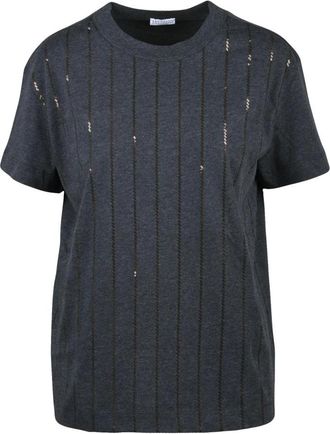 Brunello Cucinelli Tops, Dames, Grijs, S, Katoen, Katoenen Jersey T-shirt
