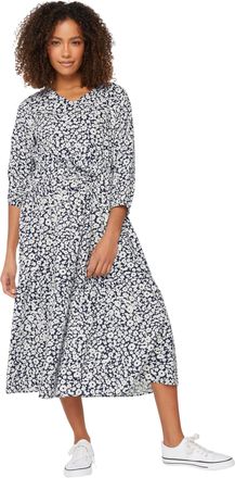 M&Co Womens Blue Floral Print Tiered Midi Dress - Womens