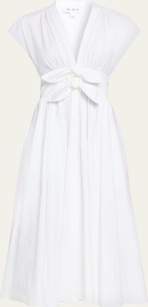 Alaia Belted Cotton Poplin Midi Dress