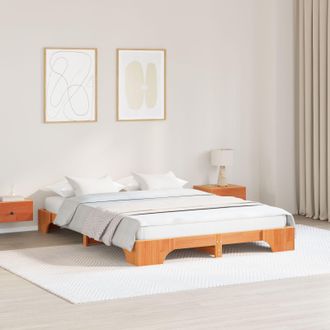 Berkfield Home Bed Frame Wax brown Solid Pine wood 140 x 200 cm Bed Frame