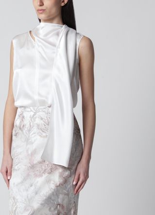 Max Mara White silk satin top