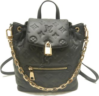 Louis Vuitton Noir Leather Backpack (Pre-Owned)