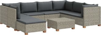 vidaXL 9 Uds. Conjunto De Lounge De Rat&aacute;n Con Cojines Gendt Gris Kubu Vidaxl