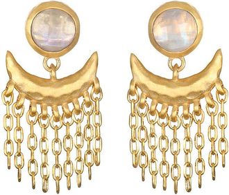 Satya Jewelry Scattering Stardust Moonstone Fringe Stud Drop Earrings