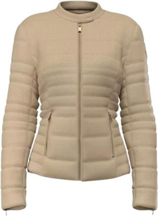 Guess New Vona Block Embos Jacket - Dames - Winterjassen - Beige - S - Polyester - Jassen