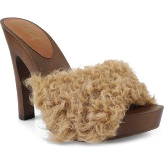 Zigi Soho Genuine Shearling Platform Sandal in Tan at Nordstrom, Size 11