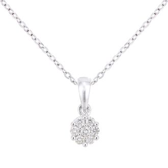 Diamant L'éternel 9ct witgouden diamanten clusterhanger en ketting met een lengte van 46 cm
