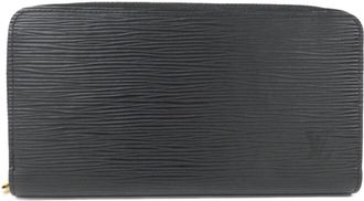 Louis Vuitton Black Leather Long Wallet (Bi-Fold) (Pre-Owned)