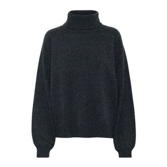 Gestuz Turtlenecks, female, Gray, S, Soft Wool Rollneck Jumper Deep Graphite