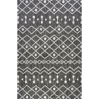 Jonathan Y Designs Nokat Bohemian Indoor/Outdoor Area Rug in Black/ivory at Nordstrom, Size 3Ft 0In X 5Ft 0In