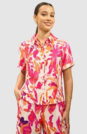 Yumi Abstract Floral Shirt in Pink at Nordstrom, Size 14