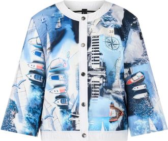 Marc Cain Jacke mit Print - Dames - Zomerjassen - Blauw - 2XL - Jassen