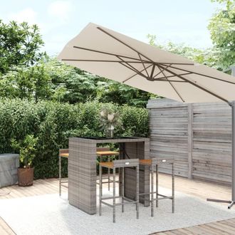vidaXL Mesa Bar Y Taburetes Jard&iacute;n 5 Pzas Madera Acacia Rat&aacute;n Pe Gris Vidaxl