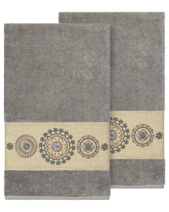 Linum Home Textiles Isabelle Turkish Cotton 2Pc Embellished Bath Towel Set