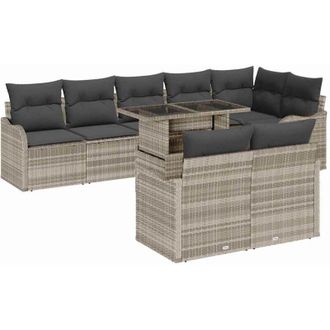 vidaXL Vidaxl - Conjunto De Sof&aacute; De Jard&iacute;n 9 Pcs Gris Claro 100 X 55 X 73 Cm