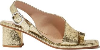 Scarosso Jill Handgemaakte Sandalen met Hoge Hak - Dames - Sandalen met hakken - Geel - 37 EU - Leer - Schoenen