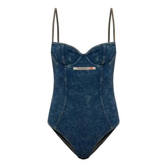 Diesel Tilda-DNM Bodysuit - Dames - Tops - Blauw - Maat: 3XS Katoen
