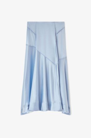 Ganni Blue Long Skirt in Satin - Size 8/10 Acetate
