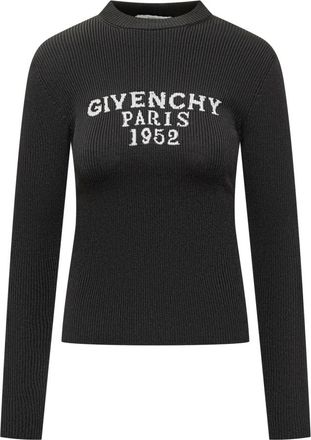 Givenchy Geribbelde Gebreide Trui - Dames - Ronde hals truien - Zwart - S - Truien & Vesten