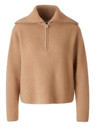 SIMKHAI zip-neck sweater - women - Wool/Modacrylic - L - Brown