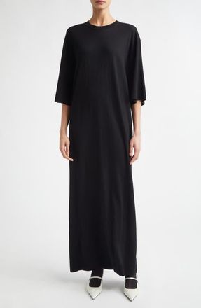 Toteme Merino Wool T-Shirt Sweater Dress in Black at Nordstrom, Size Xx-Small