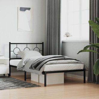 vidaXL Giroletto con Testiera in Metallo Nero 100x190 cm - Vidaxl