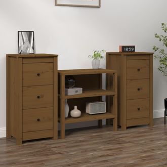 vidaXL Aparadores 2 Uds Madera Maciza De Pino Marr&oacute;n Miel 40x35x80 Cm Vidaxl