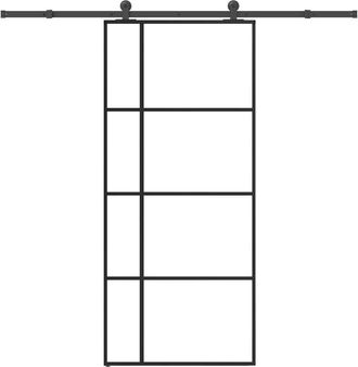vidaXL Vidaxl - Puerta Corredera Con Set Herrajes Vidrio Esg Aluminio 90x205 Cm